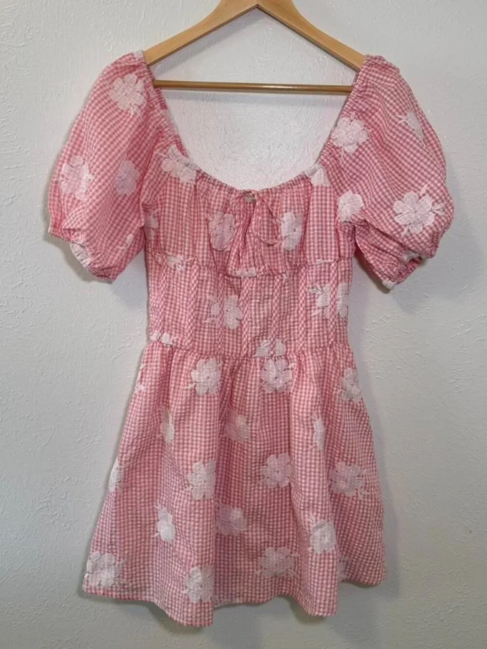 SABO SKIRT NWT Shaye Dress White Red Gingham Feminine Mini Dress Size Medium - Picture 6 of 8